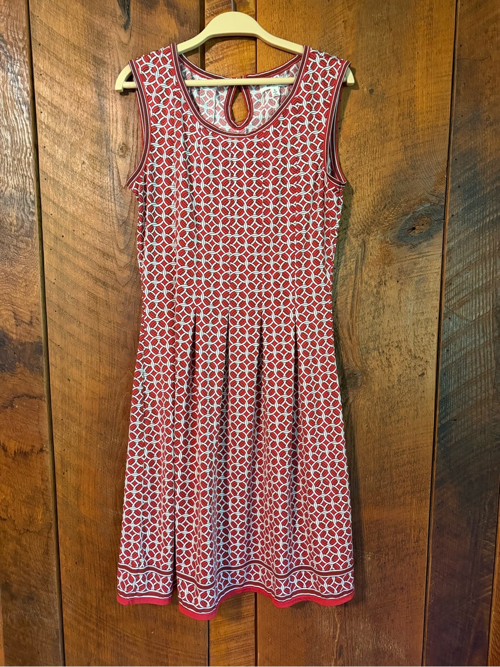 Max Studio Red White Geometric Mod Retro Office Church Fit Flare Dress S